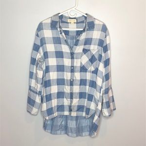 Cloth & Stone Blue Gingham Button Down, Size M